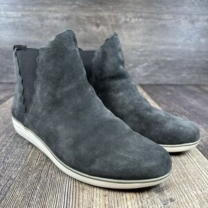 Aetrex Alanna Gray Suede Leather Chelsea Pull On Ankle Boot Bootie Women's 9-9.5